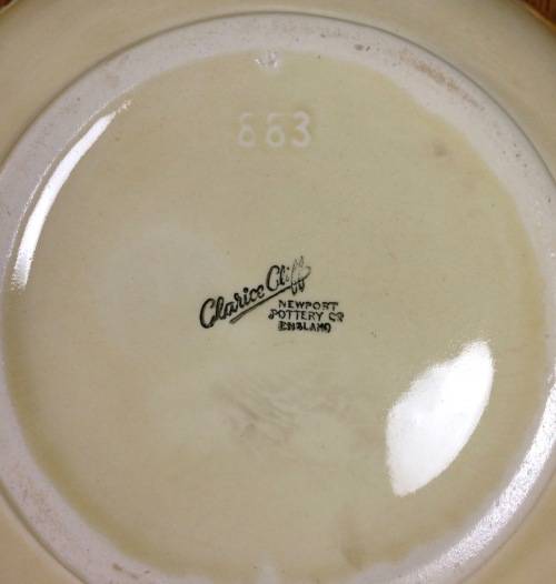 CLARICE CLIFF LARGE ROUND FRUIT BOWL NEWPORT POTTERY PATTERN 663 ENGLAND STUNNING!!