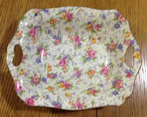 Royal Winton Grimwades Chintz NUTDISH SNACK TRAY/BOWL HANDLES ENGLAND 1951-1964 Floral!!
