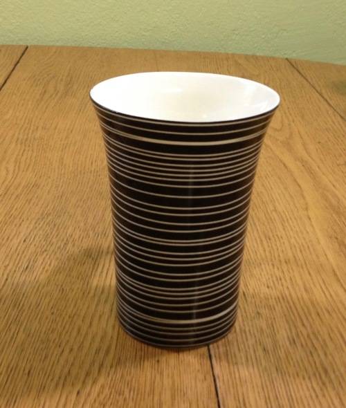 Porcelain Tea Coffee Mug Black and White Striped Pattern