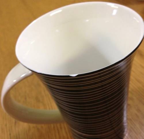 Porcelain Tea Coffee Mug Black and White Striped Pattern