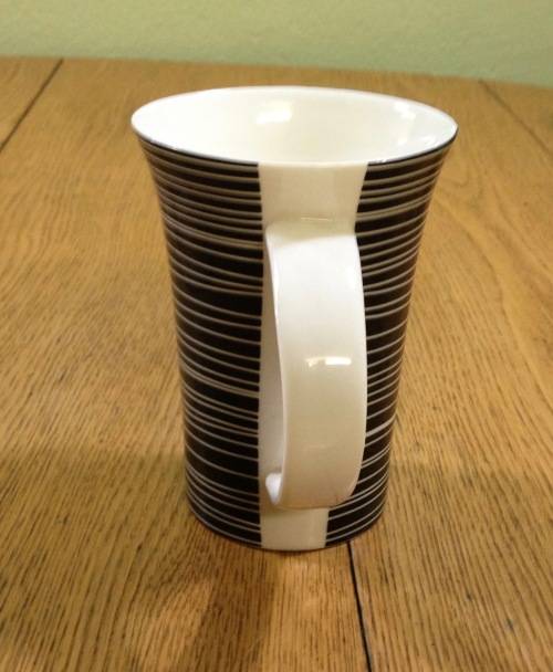 Porcelain Tea Coffee Mug Black and White Striped Pattern