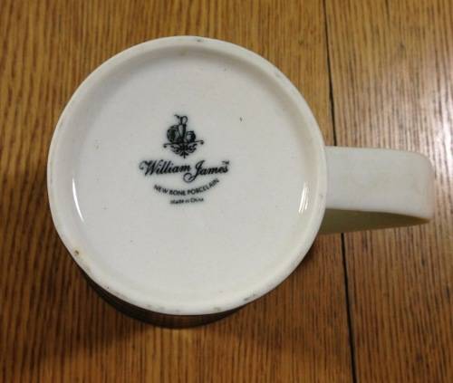 Porcelain Tea Coffee Mug Black and White Striped Pattern