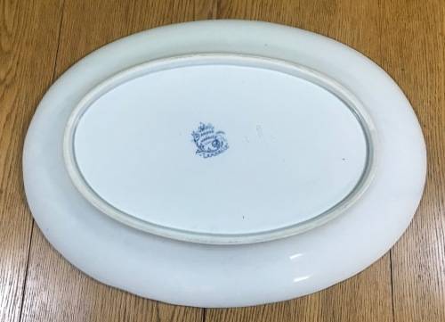 RARE!!! OVAL PLATTER FRENCH IRONSTONE FRANCE SAINT AMAND et HAMAGE LAMBALLE PATTERN BLUE and WHITE.