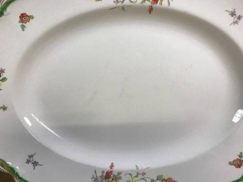 PLATTER=LARGE OVAL=JOHNSON BROTHERS=MADE in ENGLAND=OLD STAFFORDSHIRE=FLOWERS=FLORAL=RIDGED BORDER