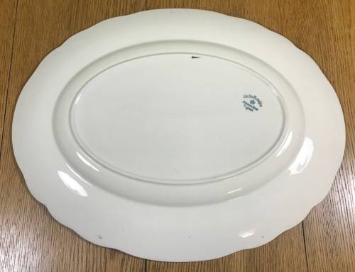 PLATTER=LARGE OVAL=JOHNSON BROTHERS=MADE in ENGLAND=OLD STAFFORDSHIRE=FLOWERS=FLORAL=RIDGED BORDER