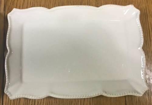BIGGIE BEST PORCELAIN RECTANGULAR SNACK PLATES x 2=IDENTICAL=WHITE.