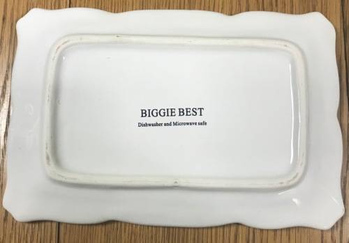 BIGGIE BEST PORCELAIN RECTANGULAR SNACK PLATES x 2=IDENTICAL=WHITE.