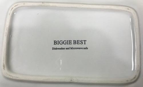 BIGGIE BEST PORCELAIN RECTANGULAR SNACK PLATES x 2=IDENTICAL=WHITE.
