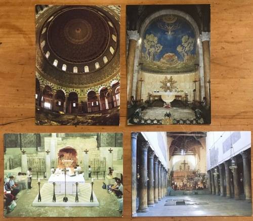 POSTCARDS x 4 POST CARDS ISRAEL CHURCHES DOME of the ROCK GETHSEMANE ANNUNCIATION NATIVITY.