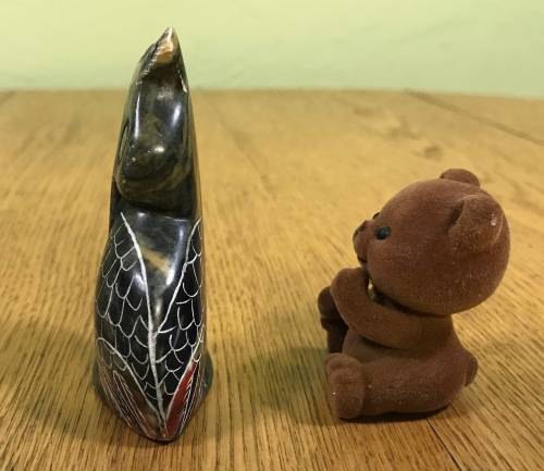 THE OWL and THE BEAR!!! OWL made with STONE AGATE? FOSSILS in the AGATE? STUNNING ITEM!!!