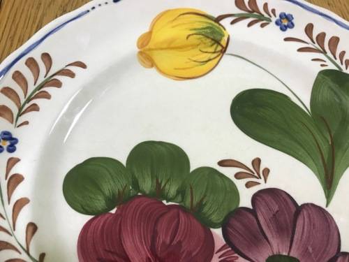 BELLE FIORI FISH ENTREE PLATE WOOD and SONS HAND PAINTED ENGLAND FLOWERS BELLE FIORE FLOWERS FLORAL.