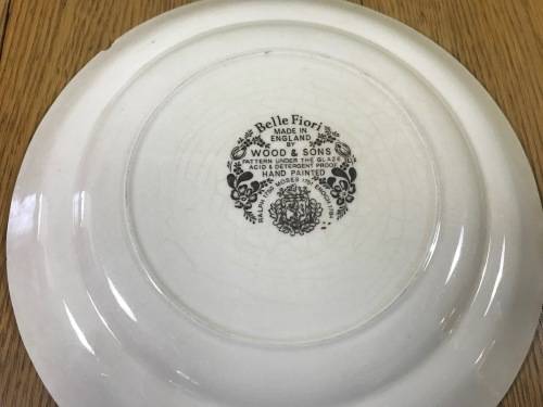 BELLE FIORI FISH ENTREE PLATE WOOD and SONS HAND PAINTED ENGLAND FLOWERS BELLE FIORE FLOWERS FLORAL.