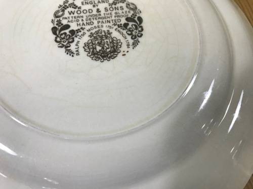 BELLE FIORI FISH ENTREE PLATE WOOD and SONS HAND PAINTED ENGLAND FLOWERS BELLE FIORE FLOWERS FLORAL.