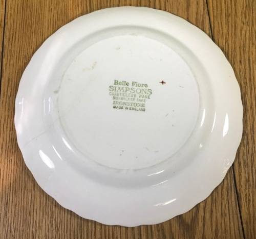 BELLE FIORE=SIDE PLATE=SIMPSONS POTTERIES=CHANTICLEER WARE=IRONSTONE=COBRIDGE=ENGLAND=FLOWERS=FLORAL