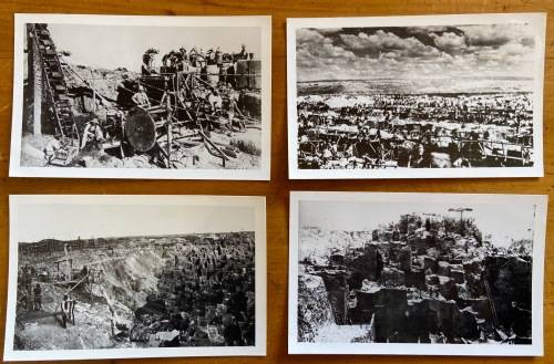 POSTCARDS x 4 PHOTOGRAPHS BLACK + WHITE KIMBERLEY MINE MUSEUM E7,9,12,201874/5 CLAIMS STEAM WASHING