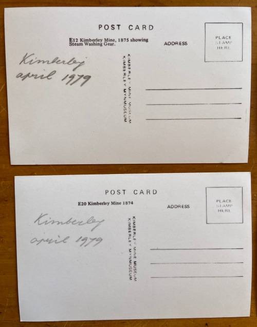 POSTCARDS x 4 PHOTOGRAPHS BLACK + WHITE KIMBERLEY MINE MUSEUM E7,9,12,201874/5 CLAIMS STEAM WASHING