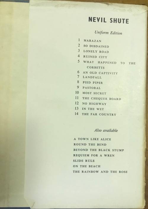AN OLD CAPTIVITY NEVIL SHUTE 1959 FICTION NOVEL AIRPLANE FLIGHT SOUTHAMPTON.
