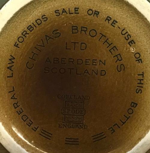 DECANTER PORCELAIN CHIVAS ROYAL SALUTE WHISKY BOTTLE BROWN COPELAND SPODE ABERDEEN SCOTLAND ENGLAND