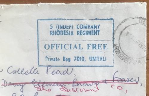 5th (INDEP) COMPhttps://wwwANY RHODESIA REGIMENT ARMY MILITARY FORCES MAIL OFFICIAL FREE UMTALI 1975