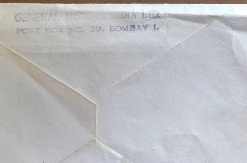 INDIA GENERAL MOTORS BOMBAY 1954 to JOHANNESBURG, SOUTH AFRICA. UNUSUAL!!! MOTOR VEHICLE CARS