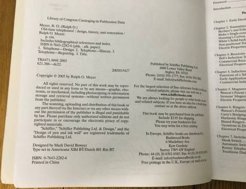 OLD-TIME TELEPHONES! Design, History and Restoration Ralph O. Meyer 2nd Edition 2005 and Price Guide