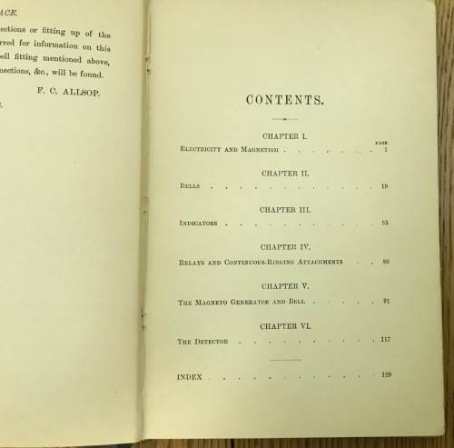 ELECTRIC BELL CONSTRUCTION F.C. ALLSOP 1900 TREATISE ON ELECTRIC BELLS INDICATORS Etc. 2nd Edition
