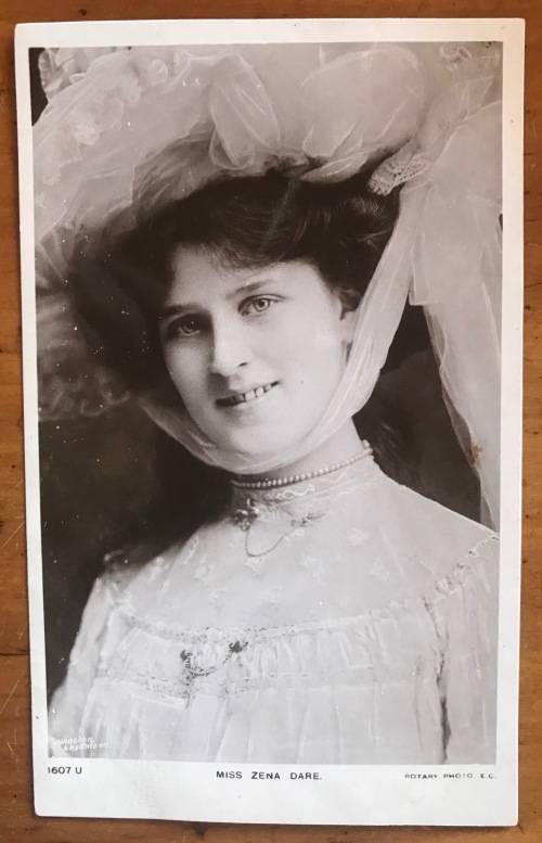 POSTCARD POST CARD POSKAART MISS ZENA DARE ENGLSI ACTRESS DURBAN to MAYVILLE 1905 NATAL