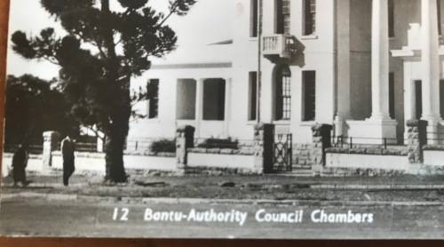 POSTCARD POST CARD POSKAART BANTU AUTHORITY COUNCIL CHAMBERS TRANSKEI STUDIO UMTATA B and W