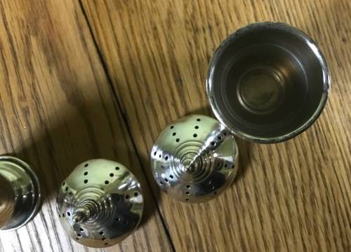 PEPPER SHAKERS x pair (2) STERLING SILVER BIRMINGHAM 1941 ERNEST W. HAYWOOD ENGLAND GREAT BRITAIN
