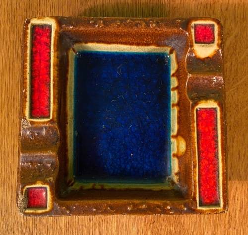 ASHTRAY RUSTIC & COLOURFUL made in WEST GERMANY `Handarbeit` 776 HANDMADE - SMOKERS CIGARETTES