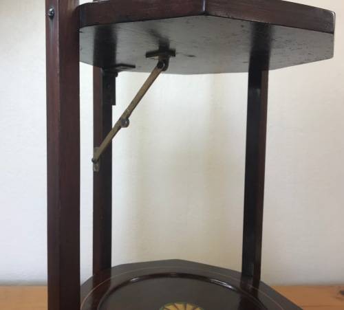 EDWARDIAN 3-TIER MAHOGANY INLAID FOLDING CAKE STAND ANTIQUE TEA c1910 ELEGANT!!!