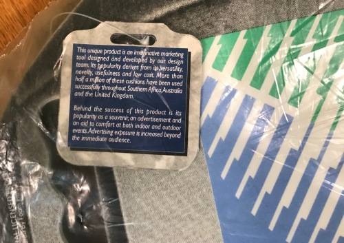 1995 WORLD CUP RUGBY SPECTATORS CUSHION NEW STILL IN WRAPPING!