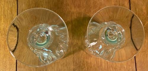 WINE GLASSES x 2 WHITE Possibly Crystal?