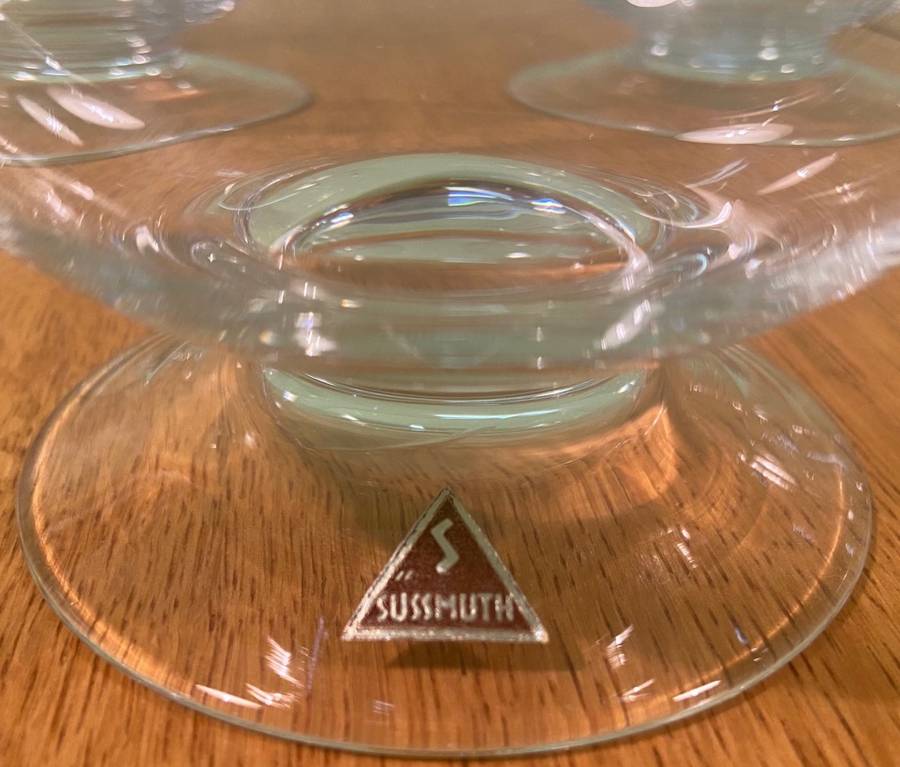 SUSSMUTH CRYSTAL DESSERT BOWLS x 5 - RARE!!! Labelled. STUNNING!!! SUPER THIN!!! GERMAN.