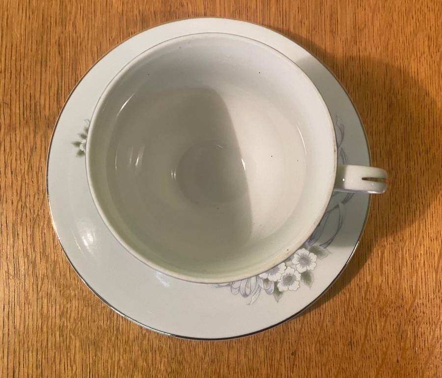 PAPEL - CALIFORNIA - TEA DUO x 1 - CUP - SAUCER - Gilted "HAPPY ANNIVERSARY" & belle - Made in Japan