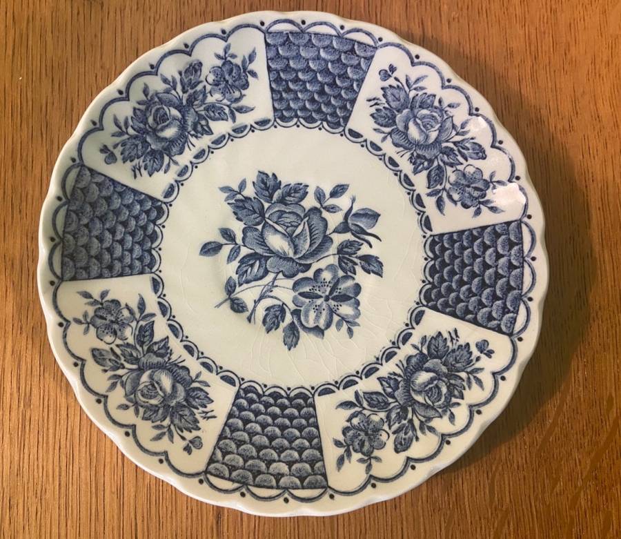 MYOTT - FINE IRONSTONE - ENGLAND - 1982 - SAUCER  BLUE and WHITE - FLOWERS - STUNNING!!!!!
