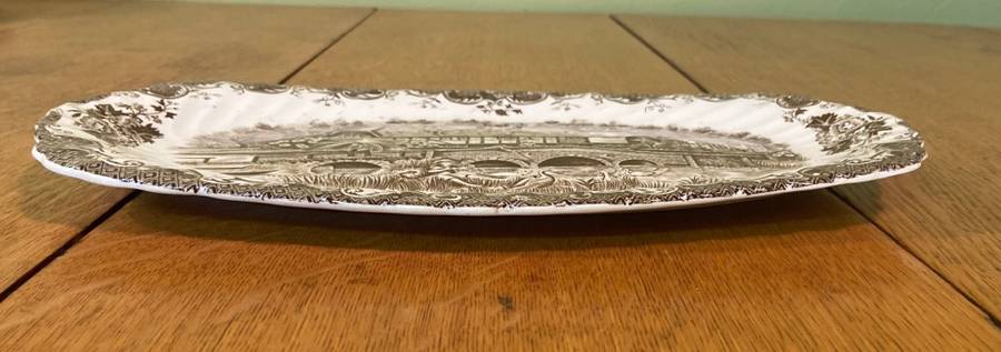 SANDWICH PLATTER - IRONSTONE - JOHNSON BROTHERS - ENGLISH COUNTRY LIFE - ENGLAND - BROWN & WHITE.