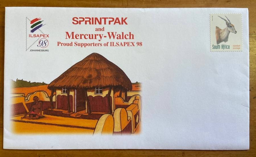 ILSAPEX 98 JOHANNESBURG COVER - SPRINTPAK & MERCURY-WALCH - PROUD SUPPORTERS - PHILATELIC PRODUCTION