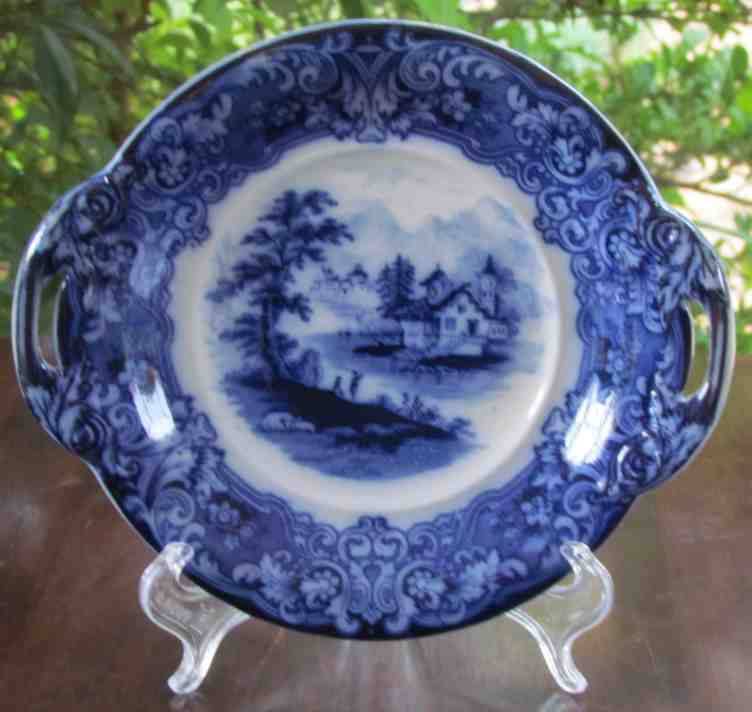 ROYAL DOULTON PLATE with handles="GENEVA" pattern=FLOW BLUE=Made in England=!!!!!~~OFFERS???~~~