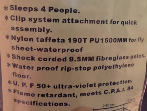 *J* Calypso 4 man dome tent (Bush baby)