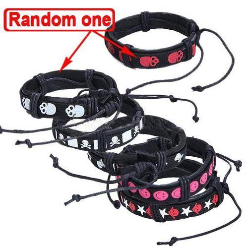 5x Adjustable Leather Bracelets Wristbands ( Goth / Punk )