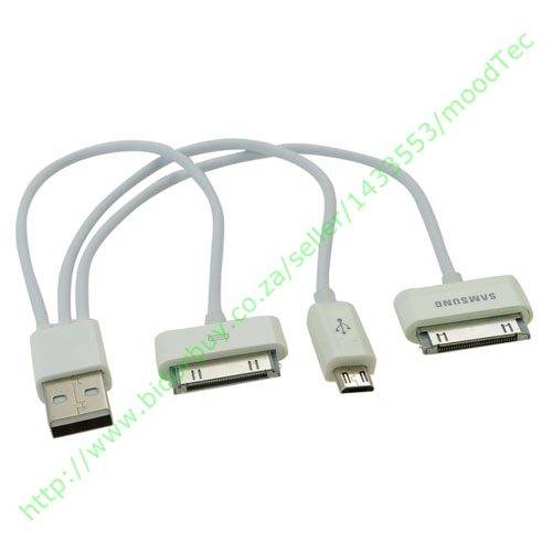 3 in 1 USB Recharge Cable for Samsung Phone / Samsung Tablet / Apple ( iPhone + iPod + iPad )