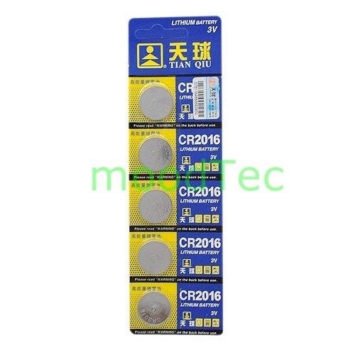 5 x Lithium CR2016 Coin Cell 3V Batteries