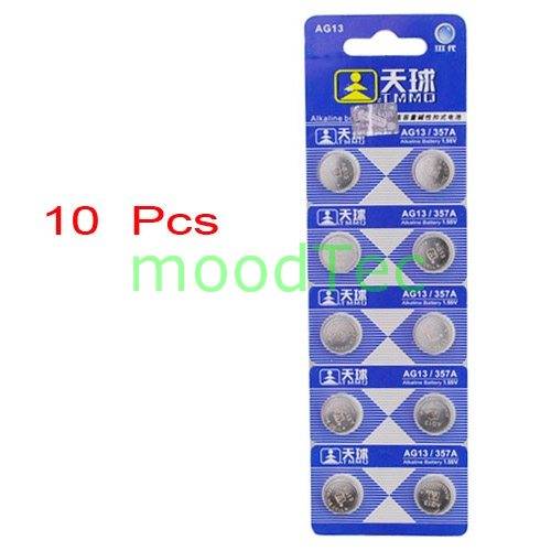 10 Pcs AG13 / LR44 / 357 1.55V 30mAh Button Cell Alkaline Batteries (In Stock)