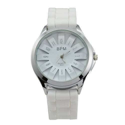 Chrysanthemum Shaped Wrist Watch with Silicone Band - White (In Stock)