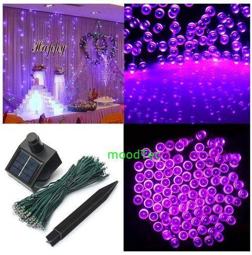 Purple 100 LED Solar Powered Fairy String Light Garden / Party Decor