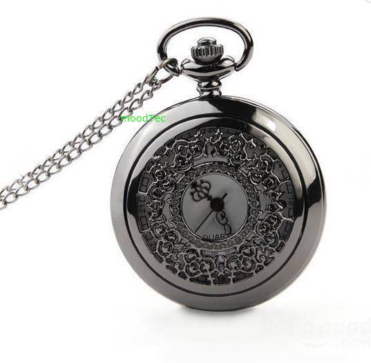 Stylish Vintage Pocket Watch - Dark Silver