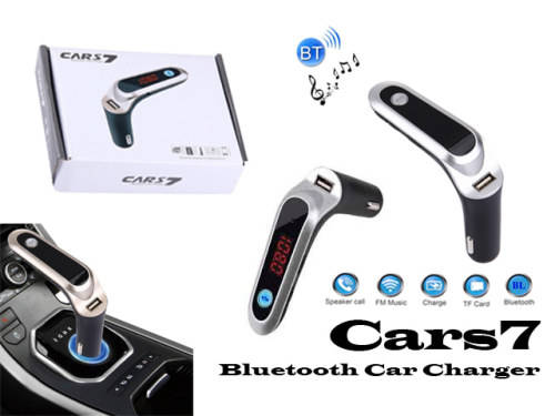 CARS7- BLUETOOTH CAR CHARGER WITH DIGITAL DISPLAY FOR MOBILE PHONE