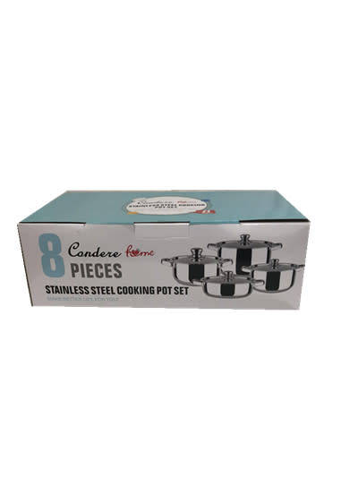 8 pieces stainless steel cooking pot set