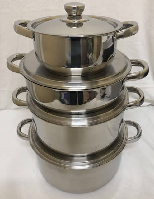 8 pieces stainless steel cooking pot set
